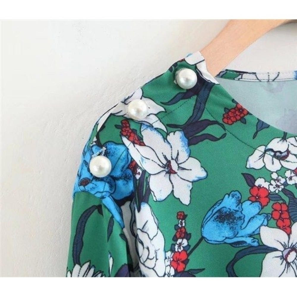 Zara Floral Kimono Sleeve Blouse XS - Picture 7 of 9